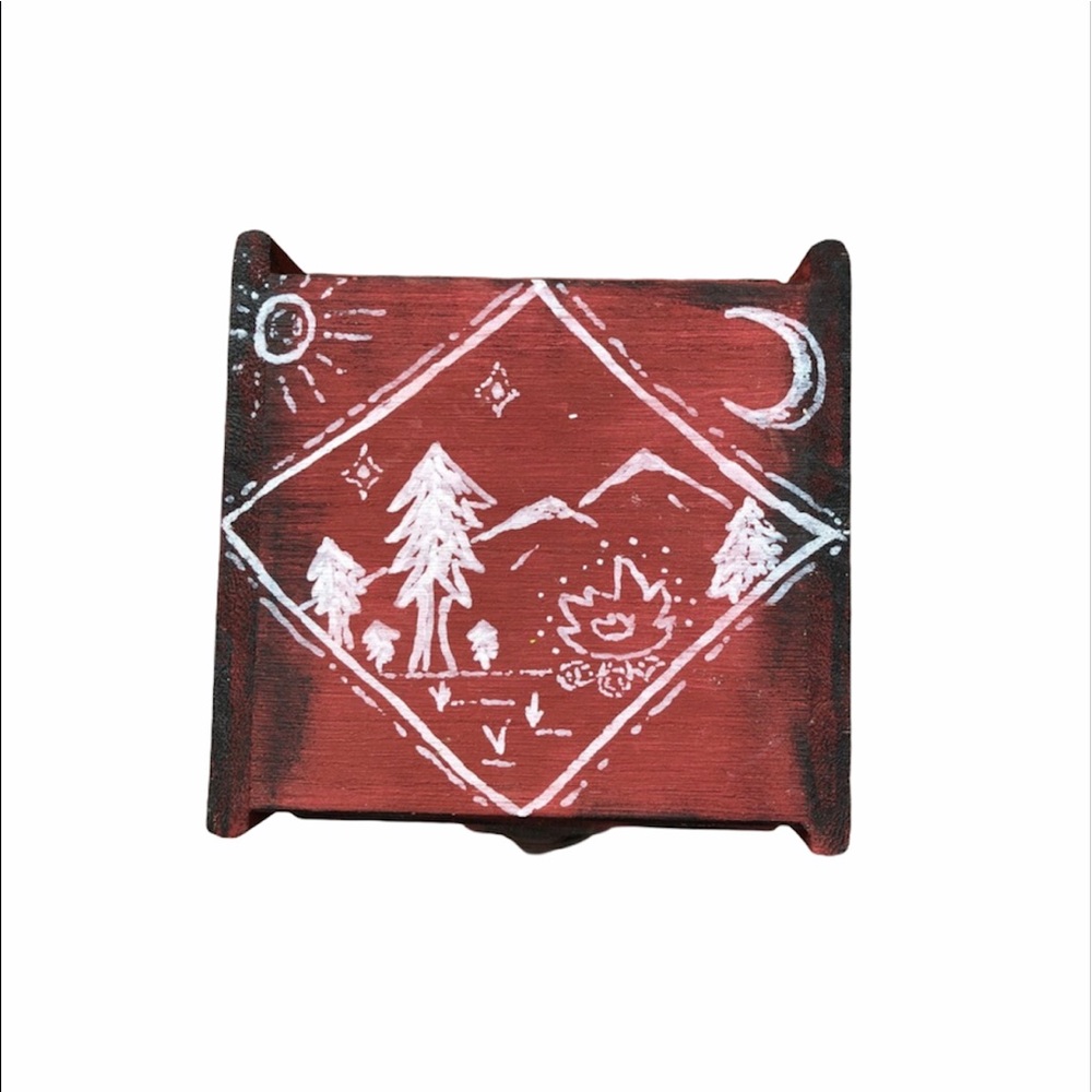 Wooden Jewelry Trinket Box Forest Camping
